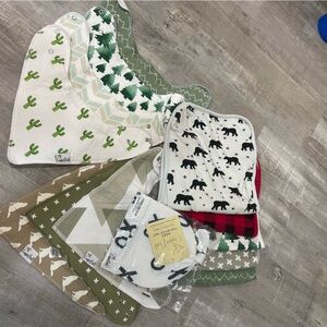 Copper Pearl Assorted Patterned Baby Bandana Bibs + Burp